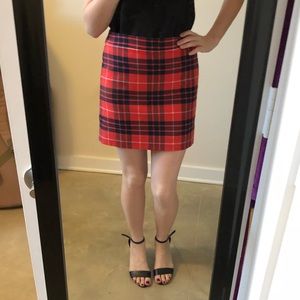 Red and Navy Plaid Skirt